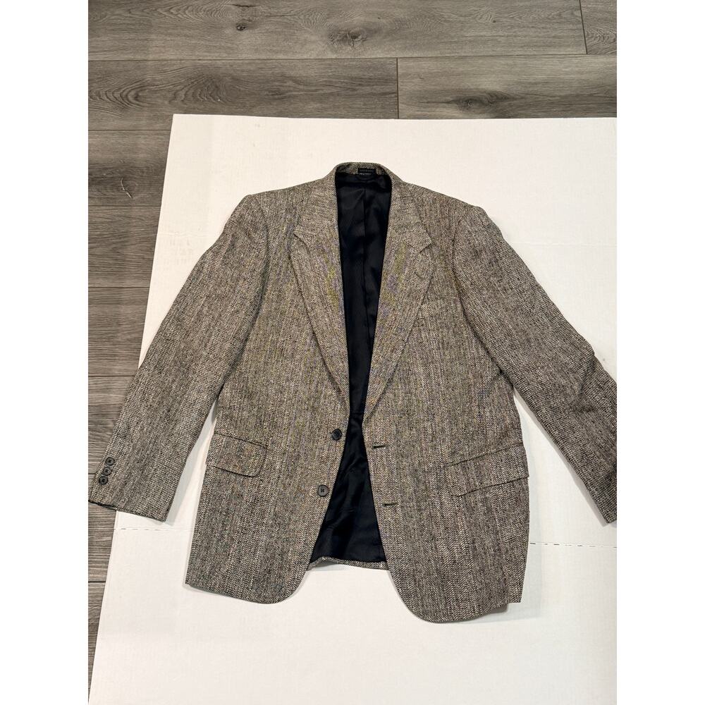 Vintage Bachrach Silk Blazer 39R Brown Tweed Sport Coat 100% Silk Mens